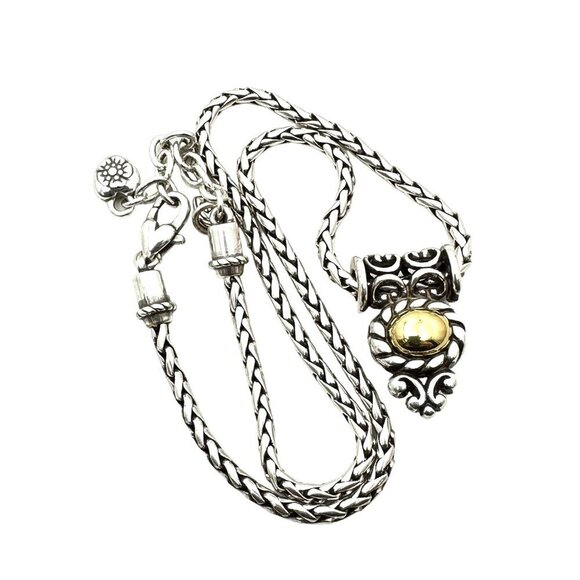 Brighton Womens Necklace Silver Reversible Pendant Gold Pearl 16 - 18 Inch - Picture 3 of 3